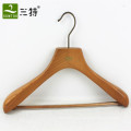 solid wood luxury clothing hanger with anti slip bar